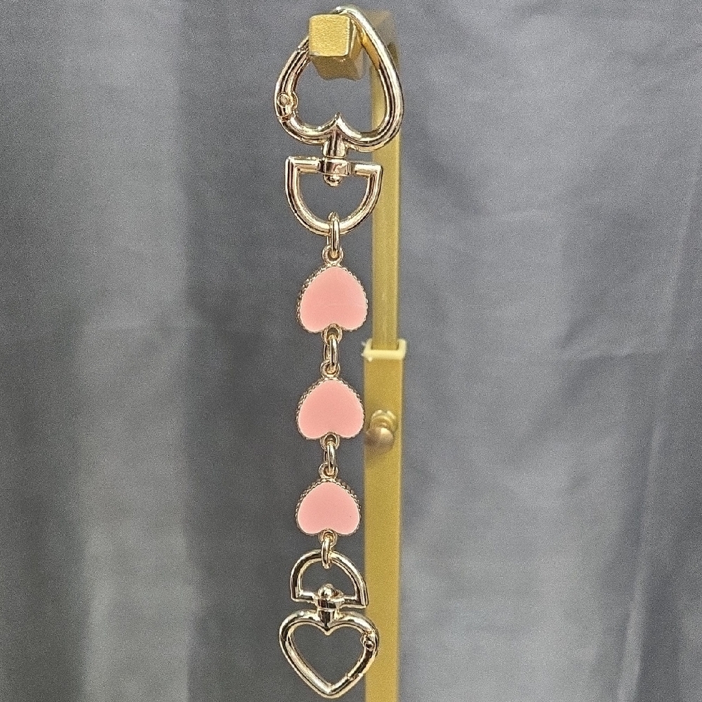 Gold-Tone Pink Heart Drop Bag Charm